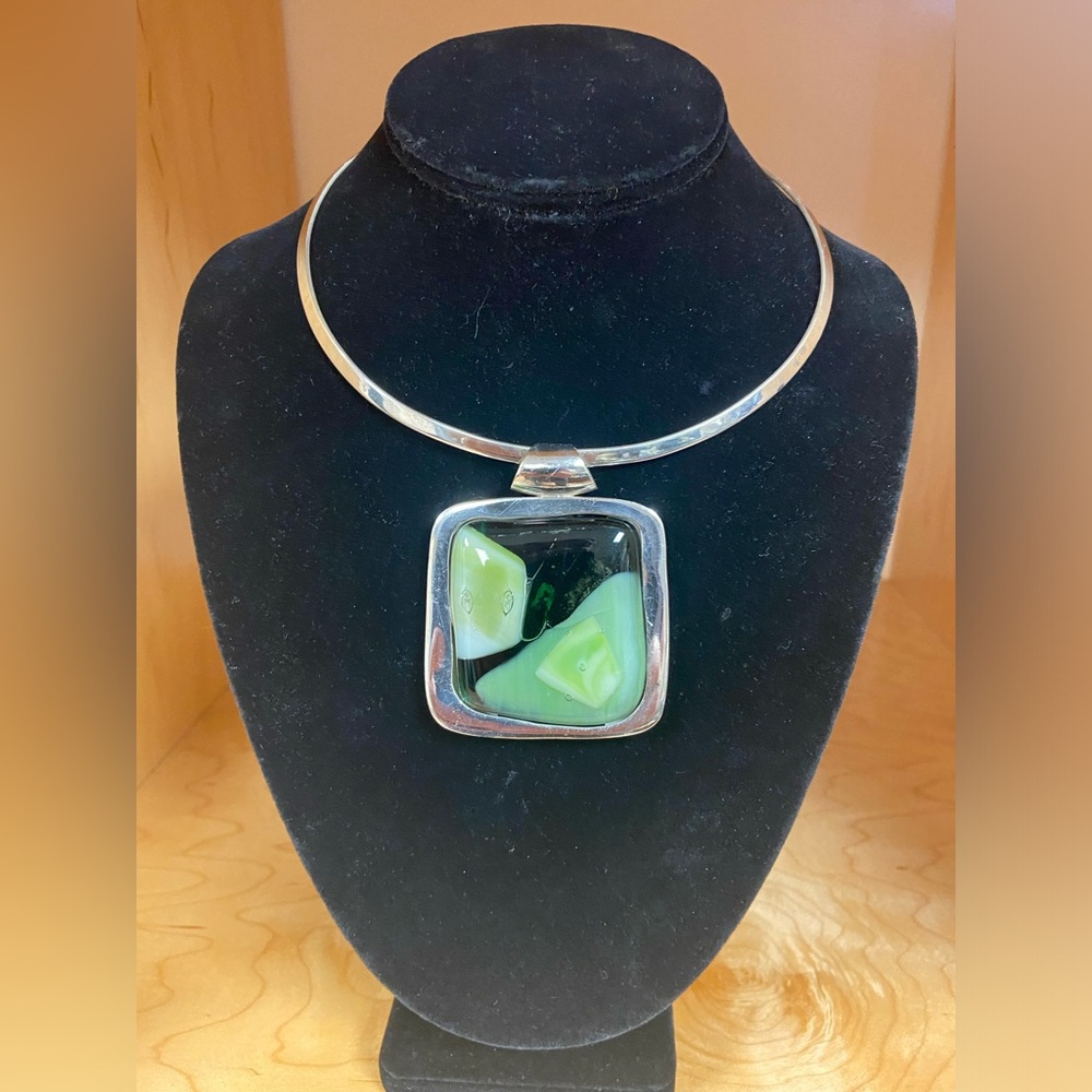 SILVER .950 AMAZING CUSTOM MADE DESIGNER WOMEN NECKLACE 2”x2”